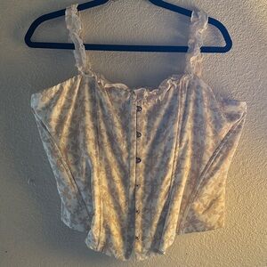 Princess Polly Cream Floral Button-Up Blouse